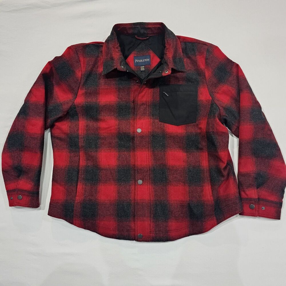 Pendleton XXL Conway Mount Hood Jacket Shacket Buffalo Red Plaid Ranch Wool